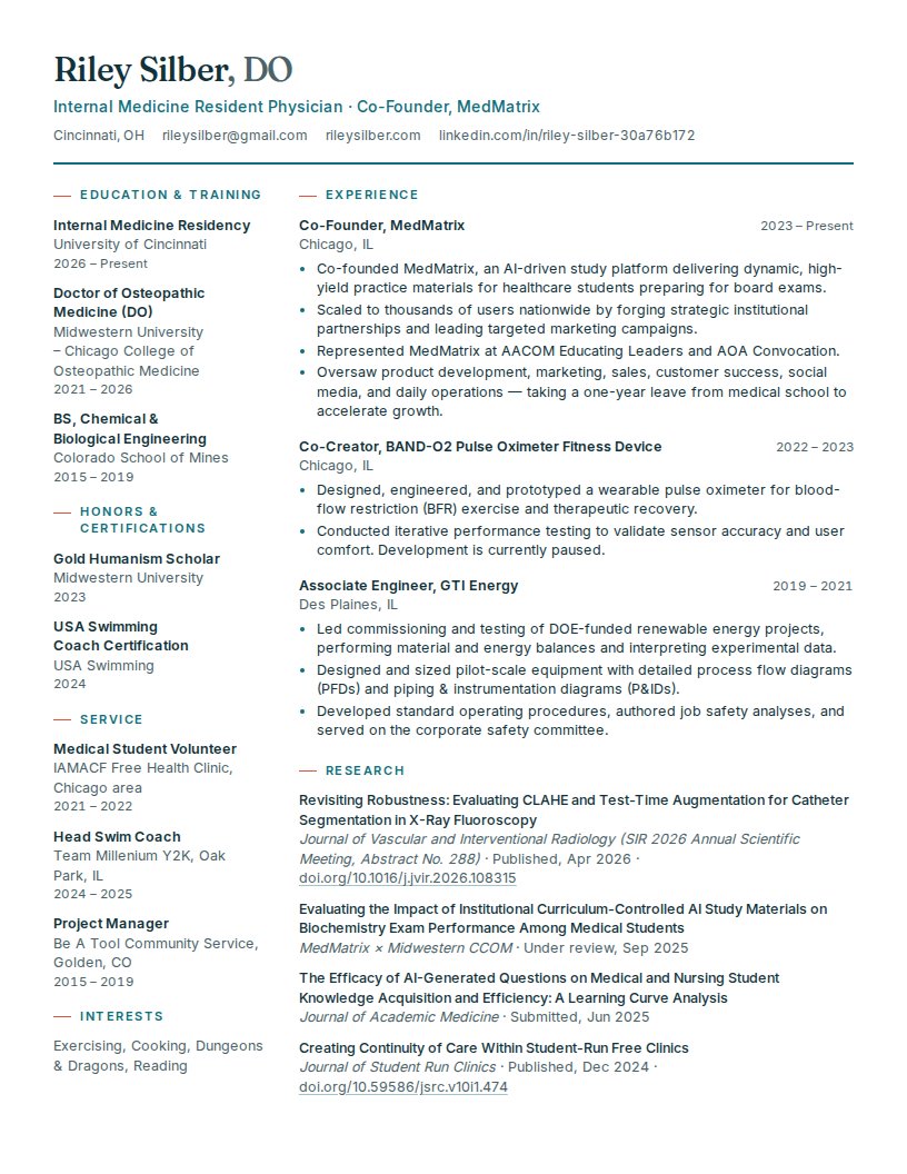 Preview of Riley Silber's resume
